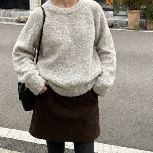 05120713｜秋冬〃3021羊羔毛包臀短裙｜S-XL 毛呢短裙, A字裙, 高腰短裙, 顯瘦短裙, 包臀裙, 韓系短裙, 秋冬穿搭, 百搭裙, 女生裙子