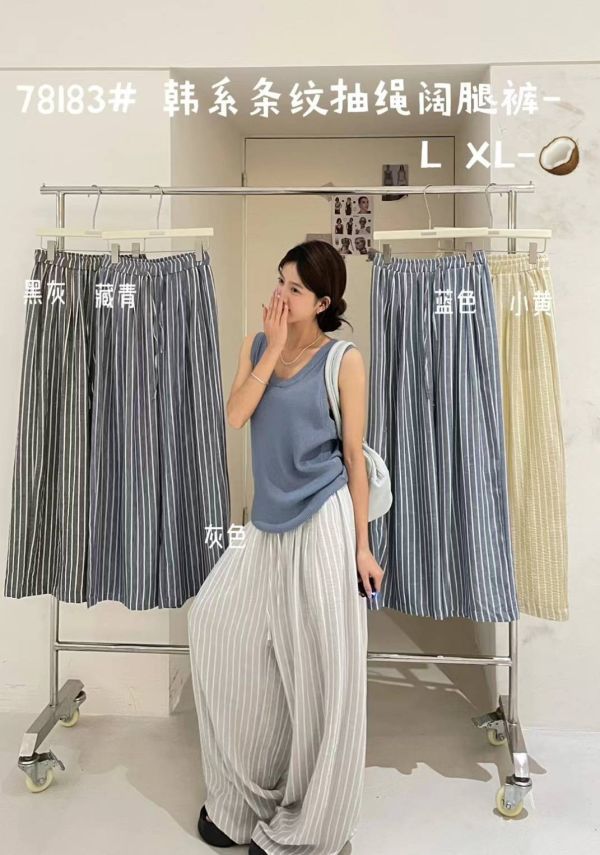 05060805┃大7家夏〃78183韓系條紋抽繩闊腿褲┃L-XL┃250611結單 