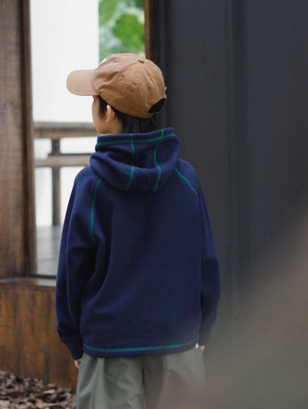 05110708┃猿寶家秋冬〃8083山系撞色車線抓絨連帽T┃110-170 童裝帽T、抓絨帽T、山系童裝、秋冬保暖上衣、男童帽T、女童衛衣、韓版童裝、戶外童裝、親膚刷毛