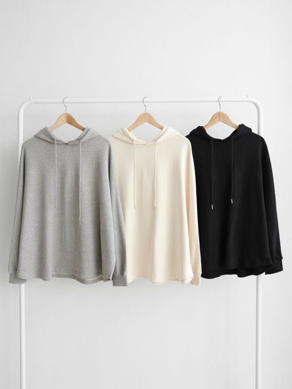 韓┃AMI〃三色斗篷連帽T┃F 連帽上衣, 寬版帽T, 落肩剪裁, 慵懶風上衣, 彈性棉質, 基本款帽T, 女生休閒穿搭, 秋冬帽T, 居家帽T, 百搭連帽上衣