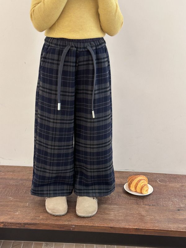 05110502┃小艾秋冬〃G106磨毛格子直筒褲┃90-170 格紋長褲、兒童寬褲、休閒褲、睡褲、家居褲、童裝格子褲、男童女童褲、韓版童裝、親子褲、秋冬童裝