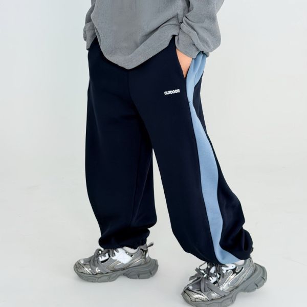 05121205｜CTX家秋冬〃2582兩色撞色邊條加絨運動褲｜110-165 拼接衛褲, 加絨衛褲, 童裝長褲, 男童運動褲, 女童運動褲, 內刷毛褲, 秋冬童褲, 寬鬆童褲, 保暖運動褲, OUTDOOR童裝