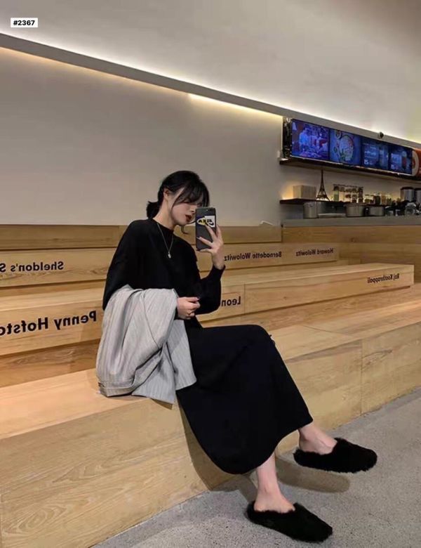 05112808｜秋冬〃2367三色針織長洋裝｜F 長版洋裝、針織洋裝、秋冬洋裝、寬鬆洋裝、保暖長裙、連身裙、百搭長洋、顯瘦洋裝