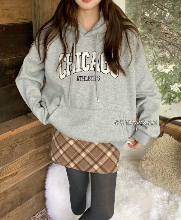 05120706｜秋冬〃2966重工立體字母加絨連帽大學T｜F 刷毛帽T, 連帽衛衣, 韓系帽T, 刺繡衛衣, CHICAGO帽T, 情侶衛衣, 落肩衛衣, 寬鬆帽T, 秋冬上衣