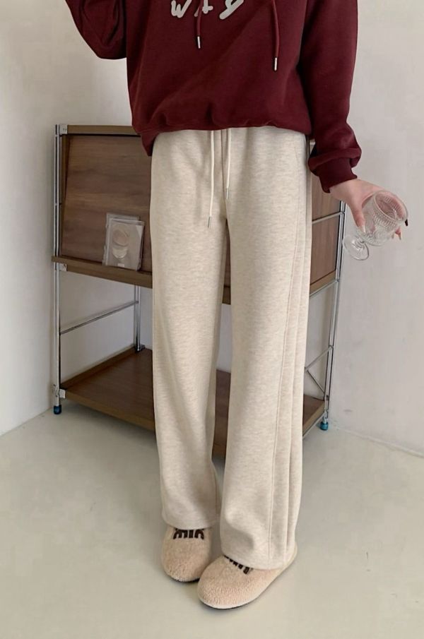 05120607｜秋冬〃9019細密羊羔絨超暖寬鬆休閒長褲｜F 女裝棉褲, 秋冬休閒褲, 寬鬆直筒褲, 顯瘦長褲, 韓系休閒褲, 女生素色褲, 百搭棉褲, 鬆緊腰褲, 酒紅長褲, 休閒家居褲, 大人女裝褲子