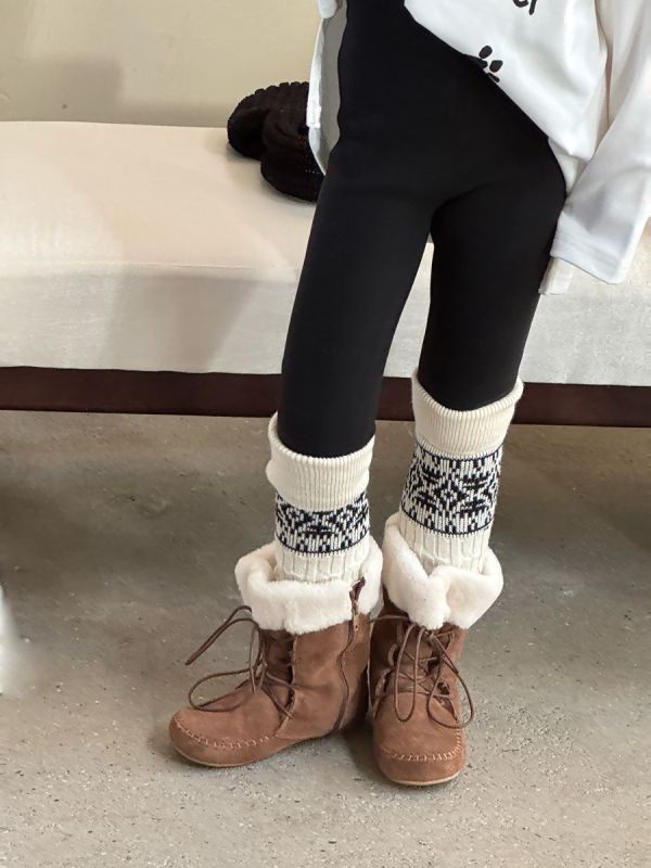 05120210｜小瑜家秋冬〃三色加絨襪套內搭褲｜90-150 童裝打底褲, 女童內搭褲, 加絨打底褲, 襪套褲, 圖騰內搭, 韓系童裝, 秋冬童褲, 保暖褲, 絲襪褲, 90-150童褲