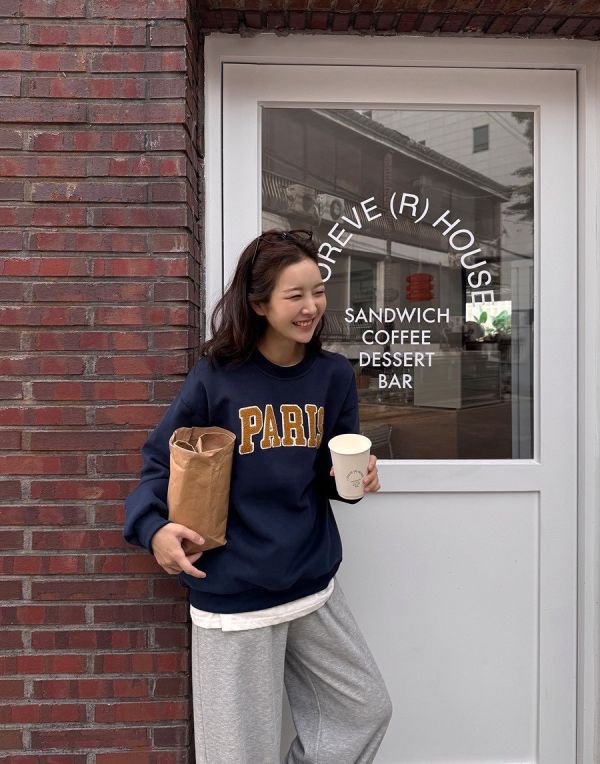 05112208｜秋冬〃9188PARIS立體繡字T｜F 大學T, 字母上衣, 毛巾刺繡T, 寬鬆衛衣, 秋冬上衣, PARIS 上衣, 五色上衣, 韓系大學T, 情侶大學T, 棉質上衣, 紫色大學T, 灰色衛衣