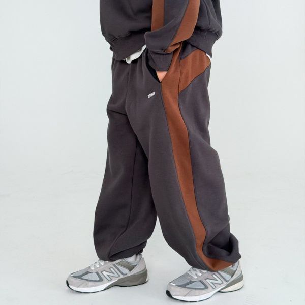 05121205｜CTX家秋冬〃2582兩色撞色邊條加絨運動褲｜110-165 拼接衛褲, 加絨衛褲, 童裝長褲, 男童運動褲, 女童運動褲, 內刷毛褲, 秋冬童褲, 寬鬆童褲, 保暖運動褲, OUTDOOR童裝