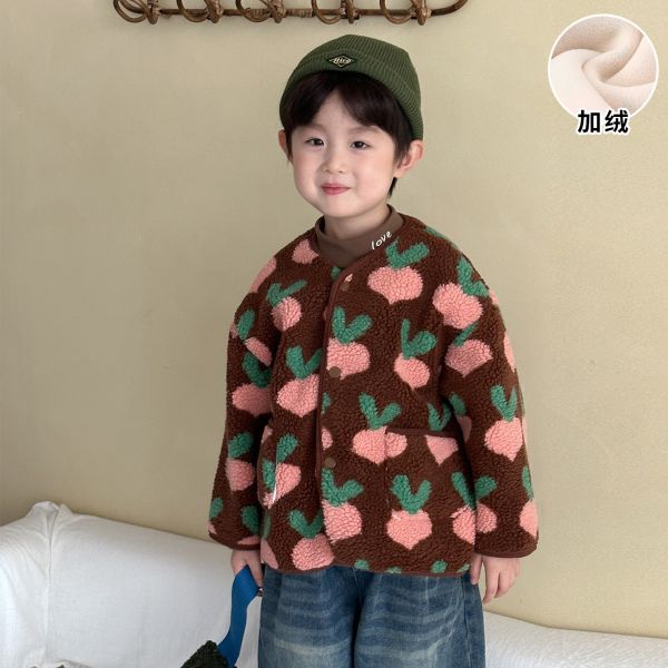 05111304┃兄妹家秋冬〃250670滿印羊羔絨外套┃80-150 羊羔絨外套, 兒童外套, 加厚外套, 童裝冬外套, 熊貓外套, 櫻桃外套, 水蜜桃外套, 草莓外套, 保暖童外套, 80-150, 童裝刷毛外套, 冬季外套, 韓版童裝外套, 卡通童外套, 男女童外套, 親子穿搭