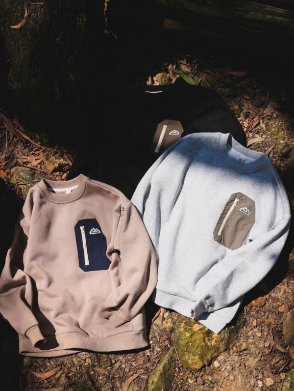 05110713┃猿寶家秋冬〃8079山系露營風印花撞色口袋加絨上衣┃110-170 童裝衛衣、露營印花上衣、山系童裝、厚款上衣、秋冬保暖、男童上衣、女童圓領衫、戶外穿搭、韓風童裝