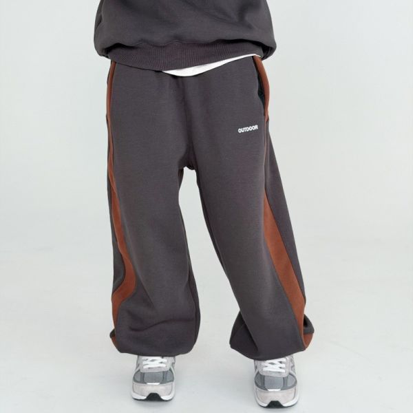 05121205｜CTX家秋冬〃2582兩色撞色邊條加絨運動褲｜110-165 拼接衛褲, 加絨衛褲, 童裝長褲, 男童運動褲, 女童運動褲, 內刷毛褲, 秋冬童褲, 寬鬆童褲, 保暖運動褲, OUTDOOR童裝