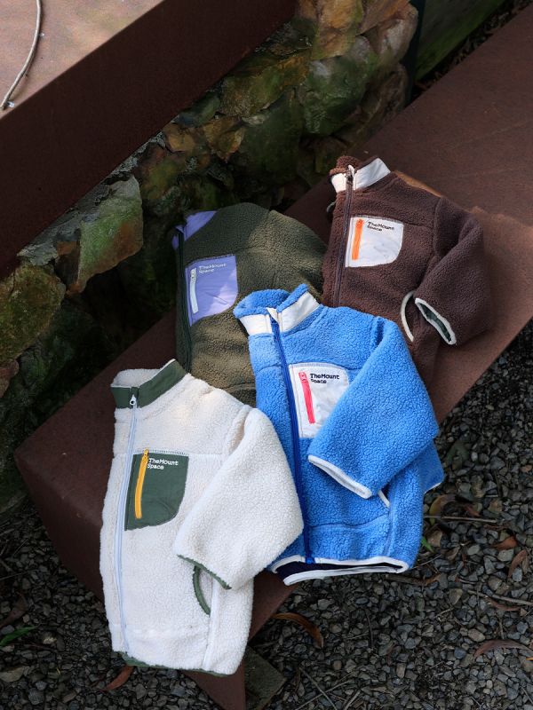 05121103｜秋冬〃7039四色山系羊羔絨外套｜100-170 兒童外套, 顆粒絨外套, 刷毛外套, 保暖外套, 山系童裝, 撞色外套, 戶外外套, 立領外套, 冬季童裝, 中大童外套