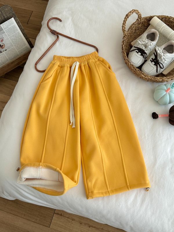 05120202｜KUMAI秋冬〃D299七色加絨抽繩運動褲｜100-160 童褲, 兒童長褲, 加絨童褲, 刷毛童褲, 冬季童褲, 保暖長褲, 童裝褲子, 抽繩長褲, 寬版童褲, 兒童棉褲, 厚刷毛褲, 多色童褲, 男童褲, 女童褲, 90-150cm童裝