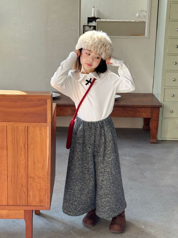 05120303｜小瑜家秋冬〃兩色奧絨學院風娃娃領上衣｜90-150 童裝上衣, 女童長袖, 半高領上衣, 刷毛上衣, 保暖內搭, 冬季童裝, 小童上衣, 韓系童裝, 氣質蝴蝶結, 90-150童裝