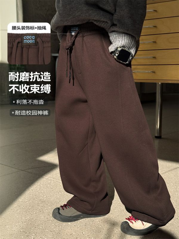 05120508｜ZNF秋冬〃9582三色加絨彎刀褲｜110-170 冬天童褲, 校服褲替換, 運動褲童裝, 棉褲刷毛, 厚刷毛童褲, 小童保暖褲, 中童長褲, 大童寬褲, 韓風童裝褲, 童裝日常褲