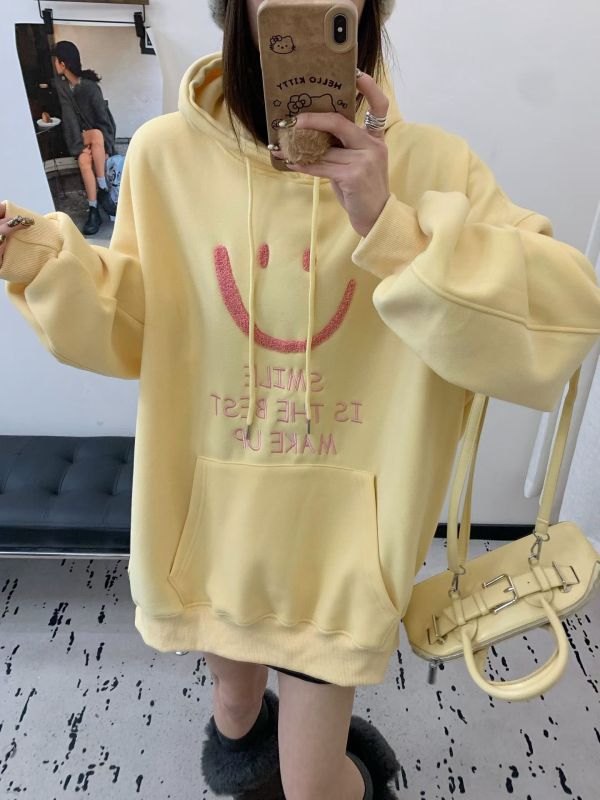 05113002｜YUAN〃3188刺繡笑臉連帽T｜F 笑臉衛衣
連帽帽T
刺繡衛衣
加絨衛衣
秋冬保暖上衣
帽T女
刷毛衛衣
休閒上衣
寬鬆顯瘦
百搭帽T