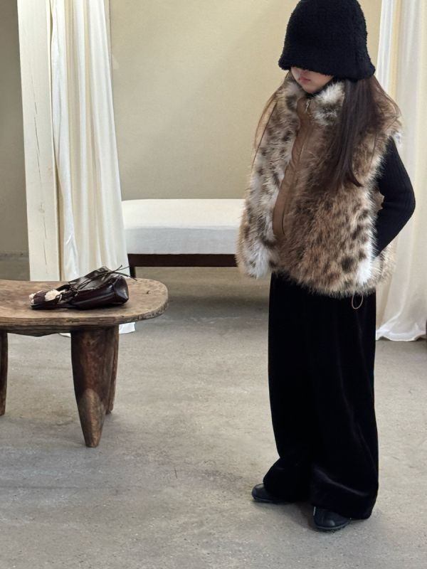 05120402｜小瑜家秋冬〃豹紋仿皮草背心｜90-150 女童背心, 豹紋童裝, 毛毛背心, 仿毛背心, 拉鍊背心, 秋冬童裝, 保暖背心, 日系童裝, 可愛童裝, 女童外搭