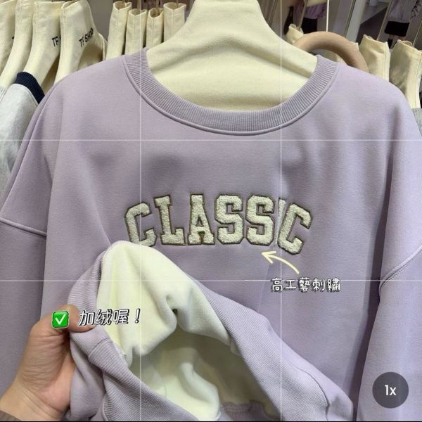 05120603｜秋冬〃6898韓系字母短版加絨大學T｜F 加絨衛衣, 刷毛衛衣,