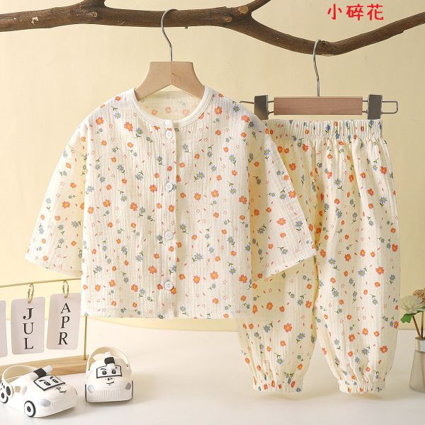 05111001┃秋〃棉紗居家服套裝┃80-140 純棉紗套裝、兒童睡衣、兩用檔睡衣、氣睡衣、春秋寶寶衣、兒童家居服套裝