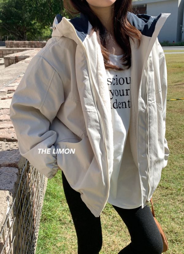 05112204｜LEMON〃1235質感面料衝鋒衣短外套｜F 防風外套, 加厚外套, 沖鋒衣, 絨毛外套, 加絨外套, 保暖外套, 男女同款外套, 秋冬外套, 防潑水外套, 登山外套, 杏色外套, 黃色外套, 天藍外套, 藏藍外套