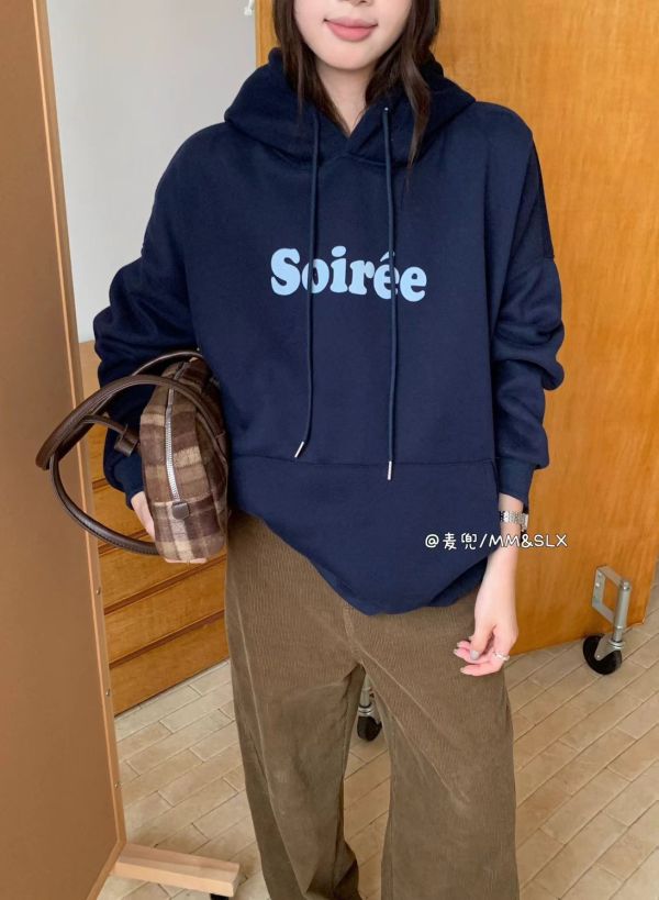 05120705｜秋冬〃2953韓系軟糯加絨字母連帽大學T｜F 刷毛帽T, 連帽衛衣, 韓系帽T, Soirée帽T, 字母帽T, 情侶衛衣, 寬鬆帽T, 秋冬上衣, 保暖帽T