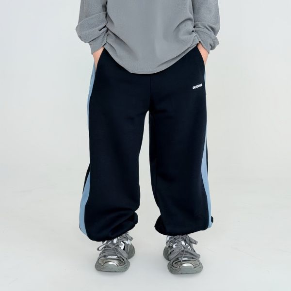 05121205｜CTX家秋冬〃2582兩色撞色邊條加絨運動褲｜110-165 拼接衛褲, 加絨衛褲, 童裝長褲, 男童運動褲, 女童運動褲, 內刷毛褲, 秋冬童褲, 寬鬆童褲, 保暖運動褲, OUTDOOR童裝