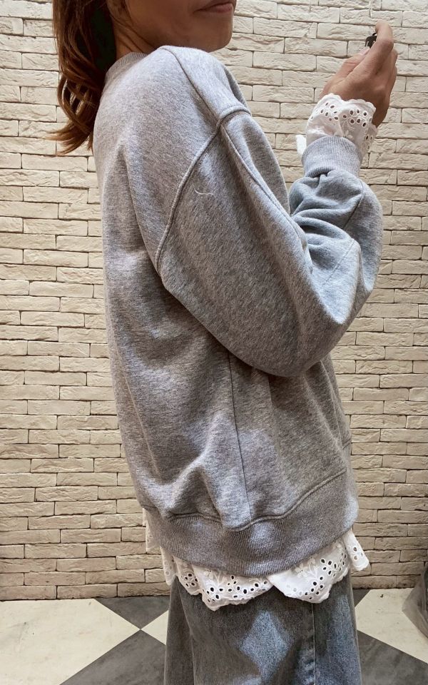 05110504┃秋冬〃1179釘珠英文拼蕾絲T 珍珠字母上衣、蕾絲拼接上衣、薄款衛衣、韓系上衣、女童上衣、春秋上衣、寬鬆上衣、女孩長袖、甜美風上衣