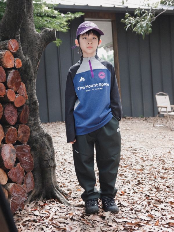 05110705┃猿寶家秋冬〃1338山系撞色半開領上衣┃110-170 童裝上衣、抓絨上衣、半高領童裝、男童秋冬上衣、山系童裝、拼色長袖、運動風童裝、保暖內搭、韓版童裝