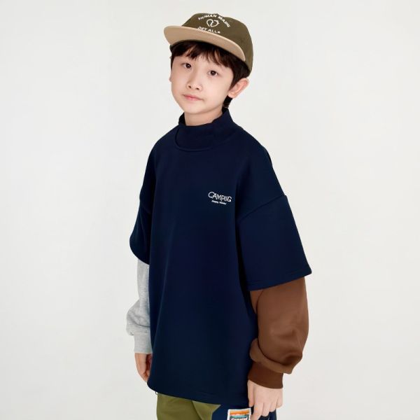 05121111｜CTX家秋冬〃2596撞色半高領加絨露營T｜110-165 撞色衛衣, 童裝衛衣, 加絨上衣, 內刷毛上衣, 男童衛衣, 女童衛衣, 寬鬆衛衣, 保暖衛衣, 秋冬上衣, CAMPING衛衣