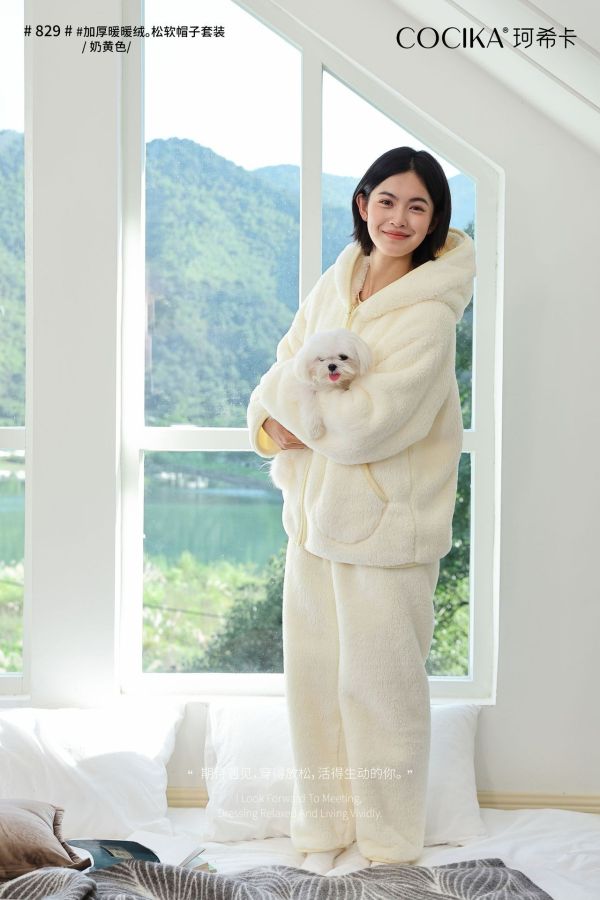 05110802┃冬〃暖暖絨連帽外套套裝┃F COCIKA、珂希卡、保暖套裝、居家服、睡衣套裝、絨毛套裝、帽T套裝、秋冬套裝、加厚絨套裝、法蘭絨睡衣、鬆軟帽T、家居套組、女款居家服、暖絨套裝、冬季睡衣、懶人套裝、雙面絨、絨毛衣褲