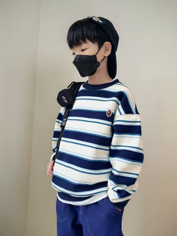 05112604｜CF冬〃CT669銀狐絨條紋T｜120-175 加絨衛衣
兒童條紋衛衣
男童加絨上衣
女童刷毛上衣
秋冬保暖長袖
兒童厚款T恤
120-175 衛衣
韓系兒童服裝
男童長袖
女童長袖
冬季保暖衣
寬鬆版衛衣