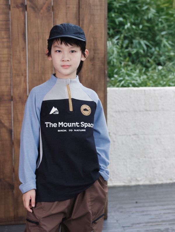 05110705┃猿寶家秋冬〃1338山系撞色半開領上衣┃110-170 童裝上衣、抓絨上衣、半高領童裝、男童秋冬上衣、山系童裝、拼色長袖、運動風童裝、保暖內搭、韓版童裝