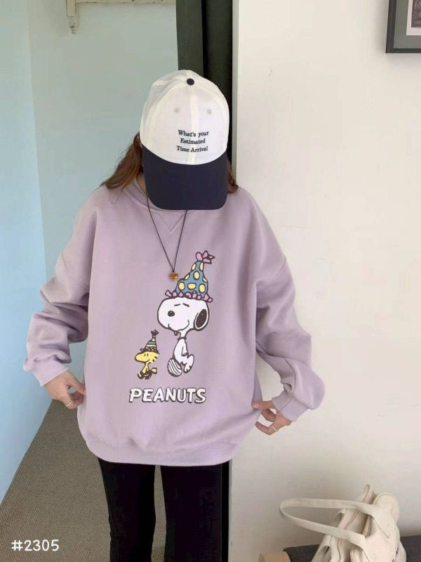 05110606┃秋冬〃2305史努比派對帽印花大學T SNOOPY 衛衣、史努比上衣、印花長袖、圓領棉T、可愛上衣、韓版衛衣、寬鬆上衣、秋冬新款、PEANUTS 上衣、情侶衛衣