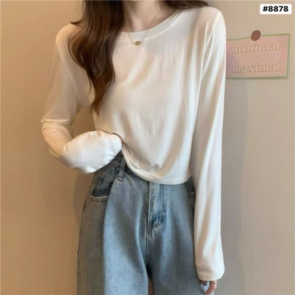 05121306｜秋冬〃8878短版刷毛長袖T｜F 親膚棉上衣
彈性長袖T
短版上衣
韓系基本款
百搭長袖
素面上衣
內搭上衣
日常休閒上衣
簡約風長袖
秋冬薄長袖