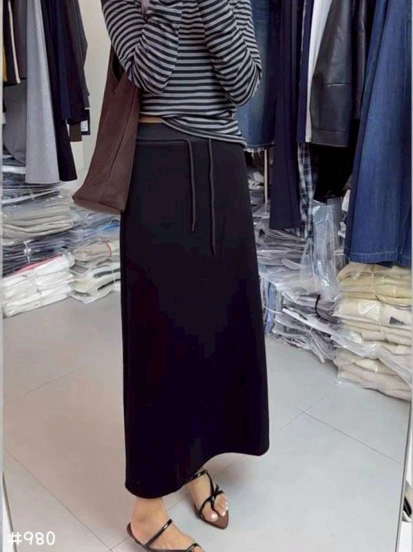 05110605┃秋冬〃980毛呢長裙 針織長裙、抽繩長裙、直筒裙、半身裙、保暖長裙、秋冬裙、針織裙、韓版裙子、百搭長裙、氣質穿搭