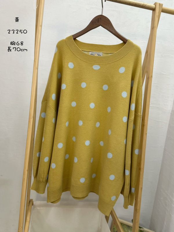 05110103┃秋冬〃23250五色波點毛衣 點點毛衣, 針織上衣, 圓領毛衣, 無刷毛毛衣, 厚磅毛衣, 秋冬上衣, 寬鬆版型, 女生休閒穿搭, 彩色毛衣, 居家毛衣