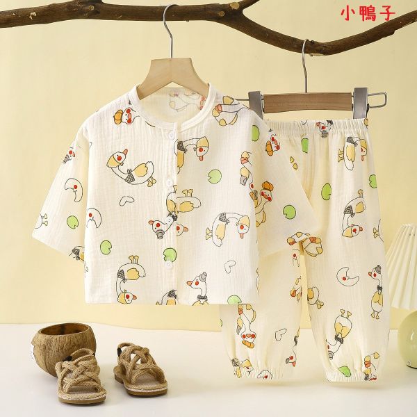 05111001┃秋〃棉紗居家服套裝┃80-140 純棉紗套裝、兒童睡衣、兩用檔睡衣、氣睡衣、春秋寶寶衣、兒童家居服套裝