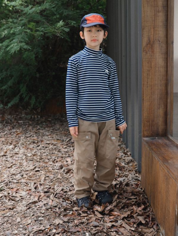 05110707┃猿寶家秋冬〃1340山系經典條紋德絨長袖T┃110-170 童裝高領上衣、條紋打底衫、山系童裝、秋冬內搭、男童上衣、女童上衣、韓版童裝、保暖內搭、親膚長袖