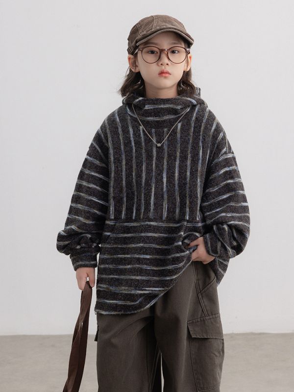 05111110┃TM家秋冬〃8923條紋高領加絨毛呢連帽T┃120-170 童裝衛衣, 加厚衛衣, 條紋上衣, 韓系童裝, 大陸製童裝, 秋冬長袖, 童裝保暖衣, 寬鬆衛衣, 高領衛衣, 絨內上衣, 內刷毛衛衣, 保暖童裝, 韓風長袖上衣, 秋冬新款童裝, 親膚保暖衣**