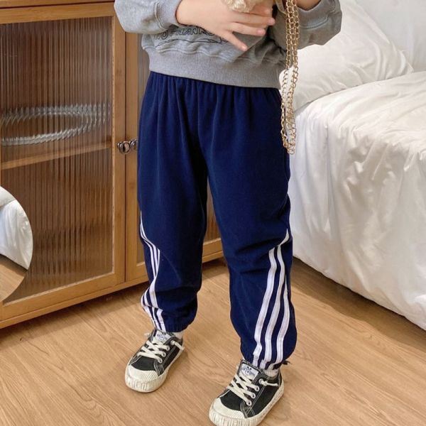 05110302┃秋冬〃七色德絨收口運動褲┃90-150 德絨休閒褲, 雙條運動褲, 雙面磨絨, 秋冬童裝, 不挑腿型, 植物染料童裝, 保暖長褲, 兒童運動褲, 90～150童裝