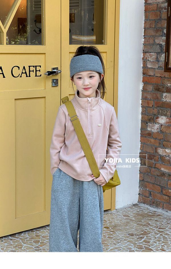 05111710｜YOJIA家冬〃D672兩色加絨辦拉鍊立領上衣｜110-170 糯米絨上衣, 兒童保暖上衣, 雙面絨上衣, 立領保暖衣, 加厚發熱衣, 冬季童裝, 女童保暖, 男童保暖, 110-170尺碼, 親膚暖絨, 童裝長袖, 兒童內搭, 韓版童裝, 秋冬上衣