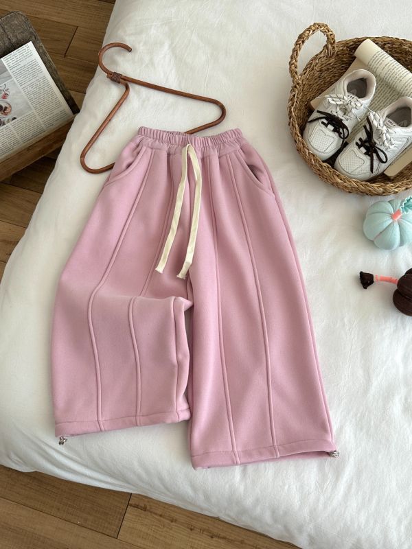 05120202｜KUMAI秋冬〃D299七色加絨抽繩運動褲｜100-160 童褲, 兒童長褲, 加絨童褲, 刷毛童褲, 冬季童褲, 保暖長褲, 童裝褲子, 抽繩長褲, 寬版童褲, 兒童棉褲, 厚刷毛褲, 多色童褲, 男童褲, 女童褲, 90-150cm童裝