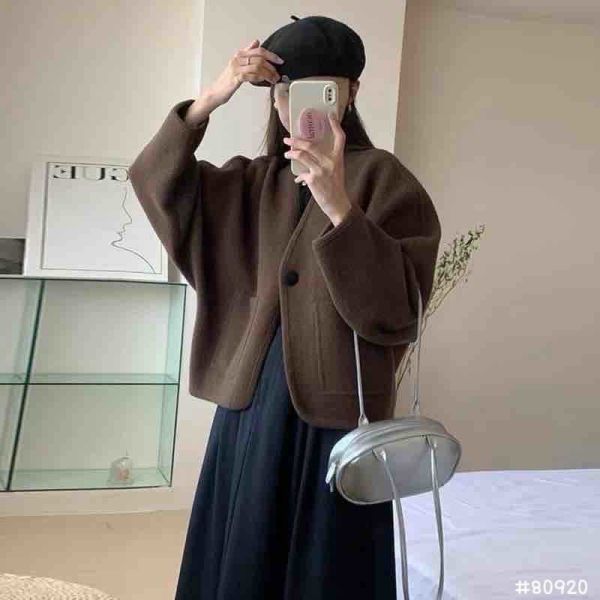 05120709｜秋冬〃80920學院風厚磅單釦針織外套｜F 針織外套, 短版開衫, V領外套, 日系開衫, 氣質穿搭, 顯瘦外套, 女生外搭, 休閒上衣