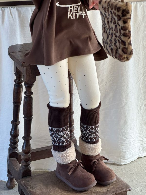 05120210｜小瑜家秋冬〃三色加絨襪套內搭褲｜90-150 童裝打底褲, 女童內搭褲, 加絨打底褲, 襪套褲, 圖騰內搭, 韓系童裝, 秋冬童褲, 保暖褲, 絲襪褲, 90-150童褲