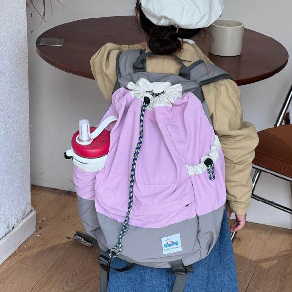 05042303┃三色拼色抽繩背包┃3色┃0425結單 