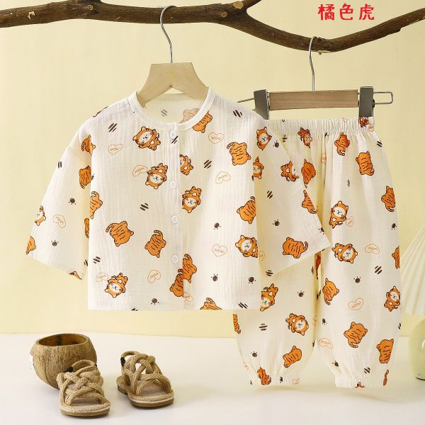 05111001┃秋〃棉紗居家服套裝┃80-140 純棉紗套裝、兒童睡衣、兩用檔睡衣、氣睡衣、春秋寶寶衣、兒童家居服套裝