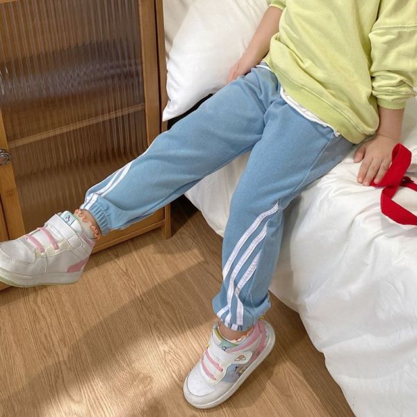 05110302┃秋冬〃七色德絨收口運動褲┃90-150 德絨休閒褲, 雙條運動褲, 雙面磨絨, 秋冬童裝, 不挑腿型, 植物染料童裝, 保暖長褲, 兒童運動褲, 90～150童裝