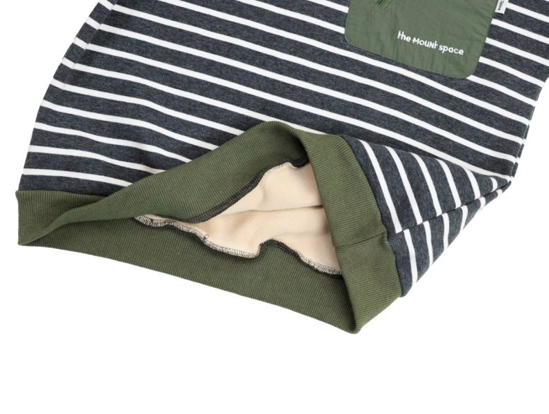 05121209｜猿寶秋冬〃8082三色條紋加絨拉鍊口袋T｜110-170 中大童上衣, 童裝刷毛上衣, 條紋童裝, 戶外風童裝, 童裝衛衣, 男童秋冬上衣, 女童秋冬上衣, 拼接口袋上衣, 保暖童裝, 童裝登山風