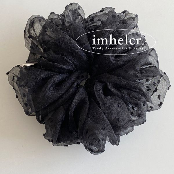 05110404┃秋冬〃兩色黑白網紗髮圈 大腸髮圈, 網紗髮圈, 波點髮圈, 韓系髮圈, 甜美髮飾, 氣質髮圈, 黑白髮圈, 公主風, 小香風, 髮飾配件