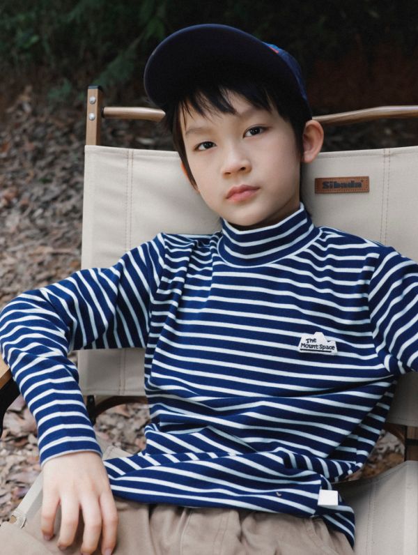 05110707┃猿寶家秋冬〃1340山系經典條紋德絨長袖T┃110-170 童裝高領上衣、條紋打底衫、山系童裝、秋冬內搭、男童上衣、女童上衣、韓版童裝、保暖內搭、親膚長袖